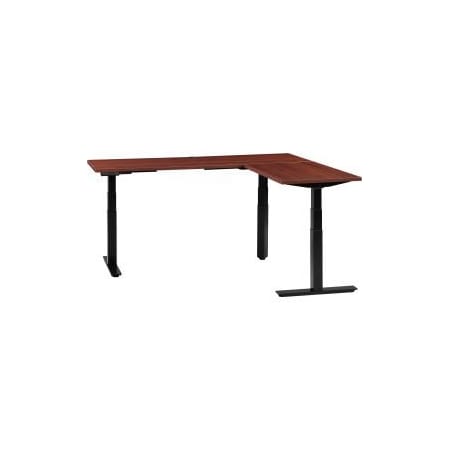 Pennsylvania Scale Co Interion LShaped Electric Height Adjustable Desk, 60W x 24D, Mahogany W Black Base 695777LMH